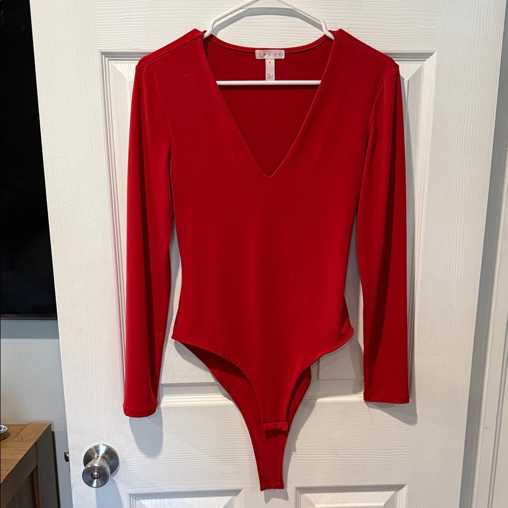 Leith V-Neck Red Kids Bodysuit